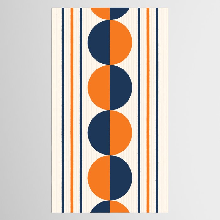 Abstract Shapes 78 in Orange and Navy Blue Tablecloth Gallery Image 2