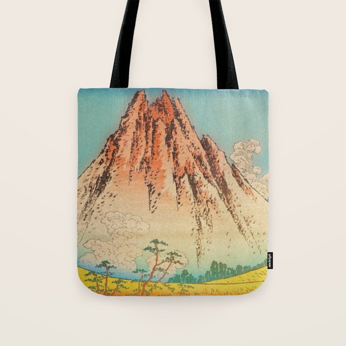 Greeting Kaneda - Mountain  Nature Landscape in Yellow, Orange and Blue Tote Bag Gallery Image 1