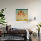 Greeting Kaneda - Mountain  Nature Landscape in Yellow, Orange and Blue Wood Wall Art Gallery Image 2