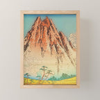 Greeting Kaneda - Mountain  Nature Landscape in Yellow, Orange and Blue Mini Art Print Gallery Image 1