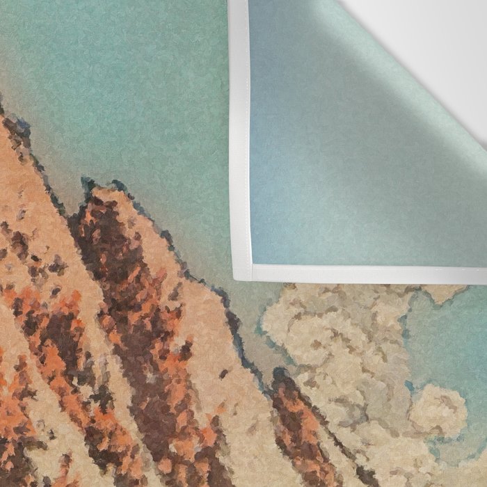 Greeting Kaneda - Mountain  Nature Landscape in Yellow, Orange and Blue Wall Tapestry Gallery Image 3