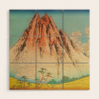 Greeting Kaneda - Mountain  Nature Landscape in Yellow, Orange and Blue Wood Wall Art Gallery Image 1