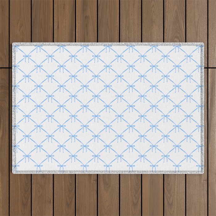 Bows & Ribbons Pattern VII Baby Blue Outdoor Rug Gallery Image 1