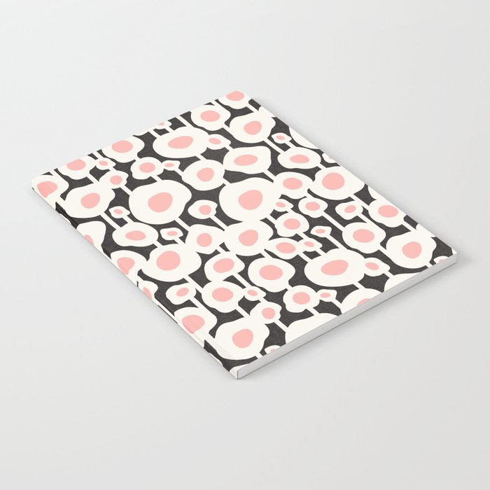 Poppy Dot - Retro Floral Black Pink Notebook Gallery Image 1