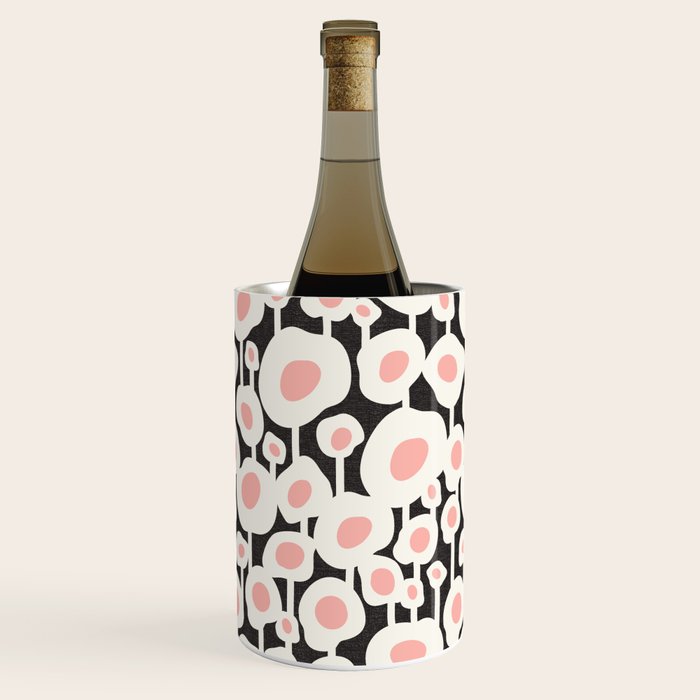 Poppy Dot - Retro Floral Black Pink Wine Chiller Gallery Image 3