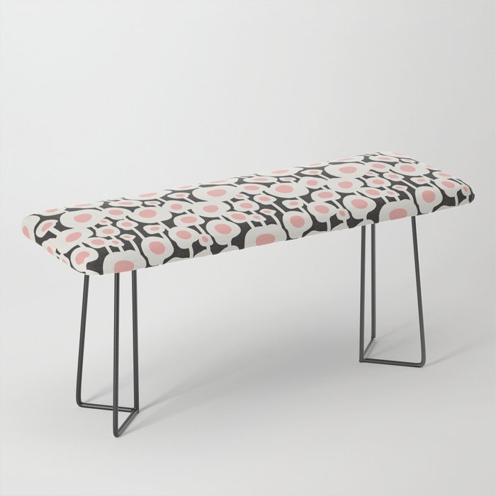 Poppy Dot - Retro Floral Black Pink Bench Gallery Image 1