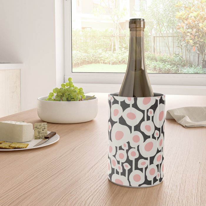 Poppy Dot - Retro Floral Black Pink Wine Chiller Gallery Image 4