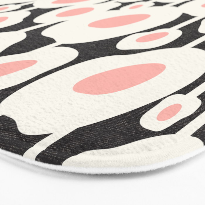 Poppy Dot - Retro Floral Black Pink Bath Mat Gallery Image 3