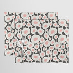Poppy Dot - Retro Floral Black Pink Placemat Gallery Image 1