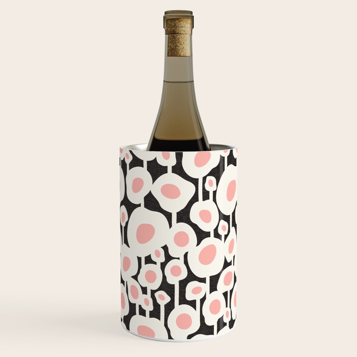 Poppy Dot - Retro Floral Black Pink Wine Chiller Gallery Image 1