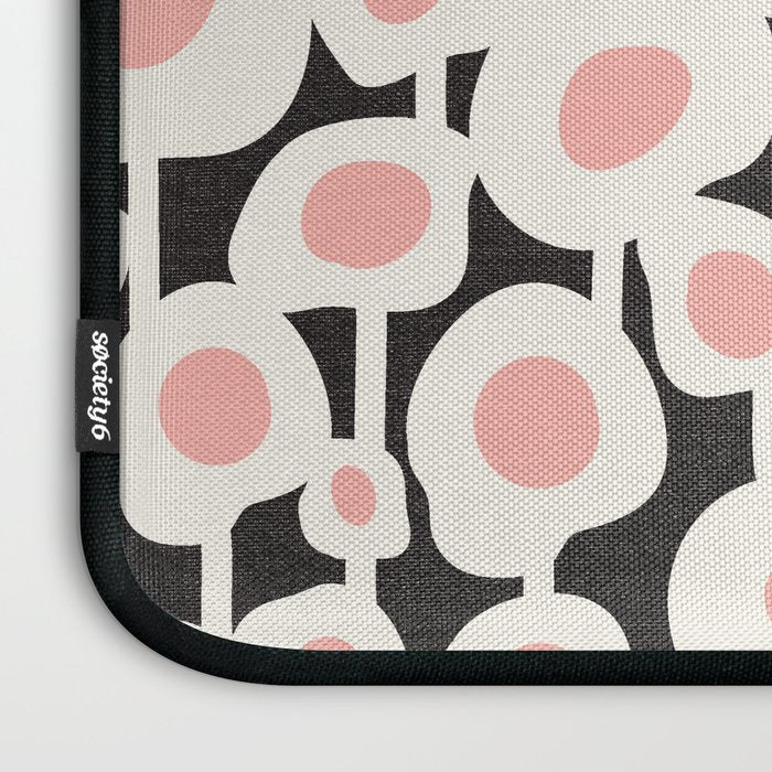Poppy Dot - Retro Floral Black Pink Laptop Sleeve Gallery Image 3