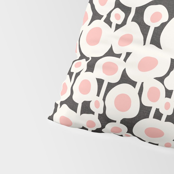 Poppy Dot - Retro Floral Black Pink Pillow Sham Gallery Image 4