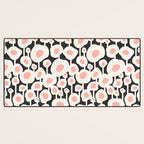 Poppy Dot - Retro Floral Black Pink Desk Mat Gallery Image 3