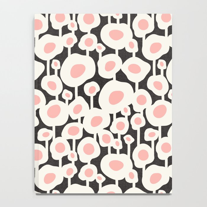 Poppy Dot - Retro Floral Black Pink Notebook Gallery Image 4
