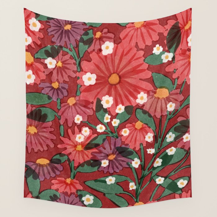 red garden Wall Tapestry Gallery Image 1
