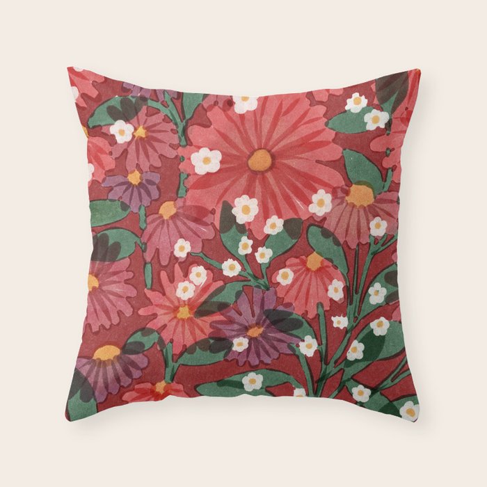 red garden Throw Pillow Gallery Image 6