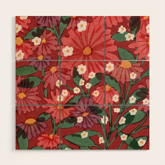 red garden Wood Wall Art Gallery Image 1