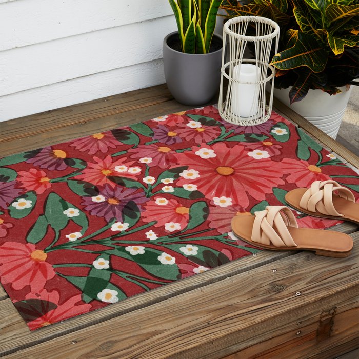 red garden Outdoor Rug Gallery Image 2