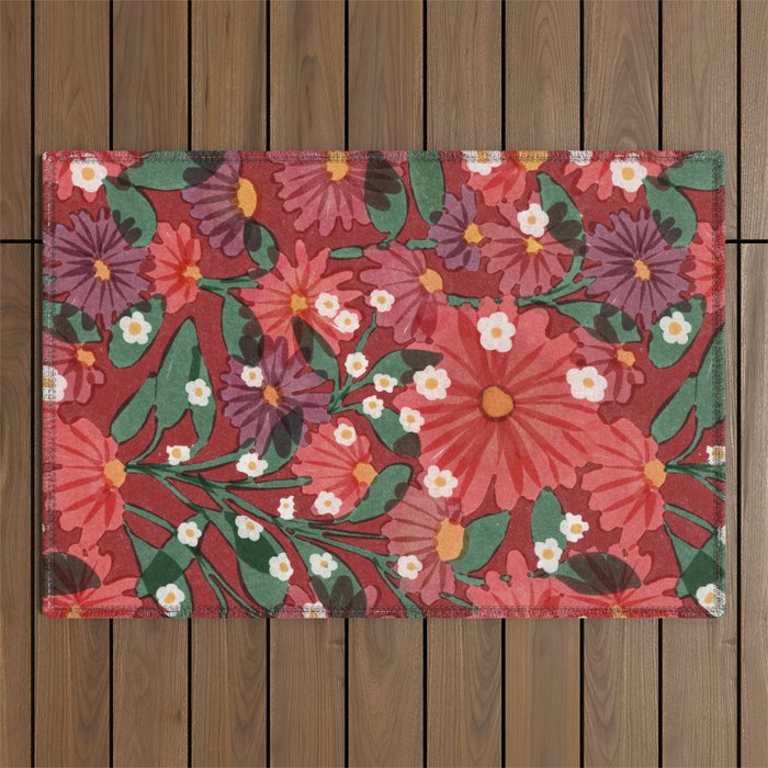 red garden Outdoor Rug Gallery Image 1