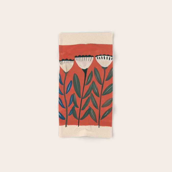 Terracotta Folk Blooms Bath Towel Gallery Image 1