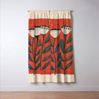 Terracotta Folk Blooms Window Curtain Gallery Image 3