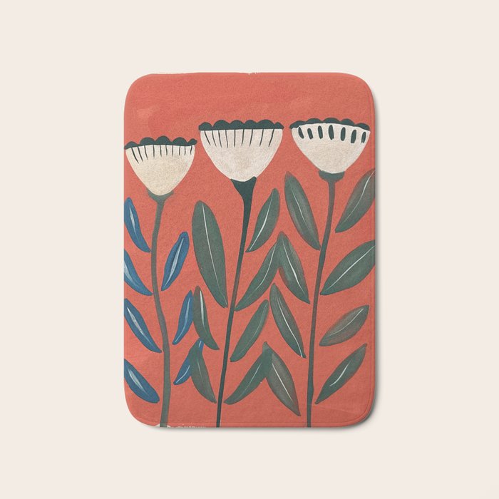 Terracotta Folk Blooms Bath Mat Gallery Image 1