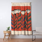 Terracotta Folk Blooms Window Curtain Gallery Image 5