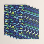 Watercolor Dinosaur Blue Green Dino Pattern Wrapping Paper Gallery Image 3