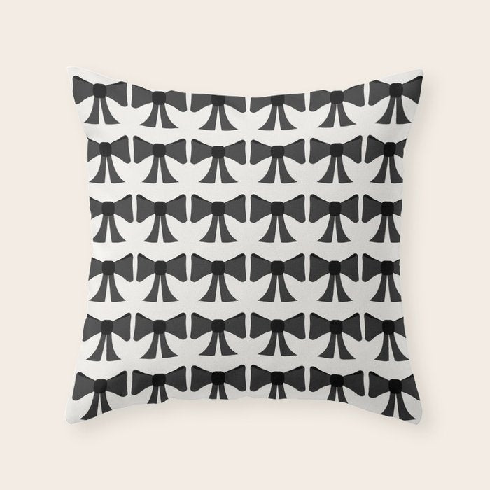 Vintage Bows I Black and White Throw Pillow Gallery Image 1
