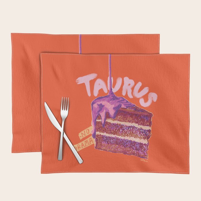 Taurus Birthday Cake in Burnt Orange Placemat Gallery Image 1