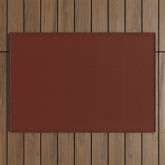 Deep Rich Russet Rust Red-Brown Solid Outdoor Rug Gallery Image 1