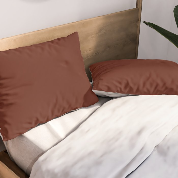 Deep Rich Russet Rust Red-Brown Solid Pillow Sham Gallery Image 2