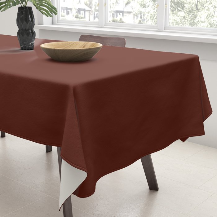 Deep Rich Russet Rust Red-Brown Solid Tablecloth Gallery Image 3