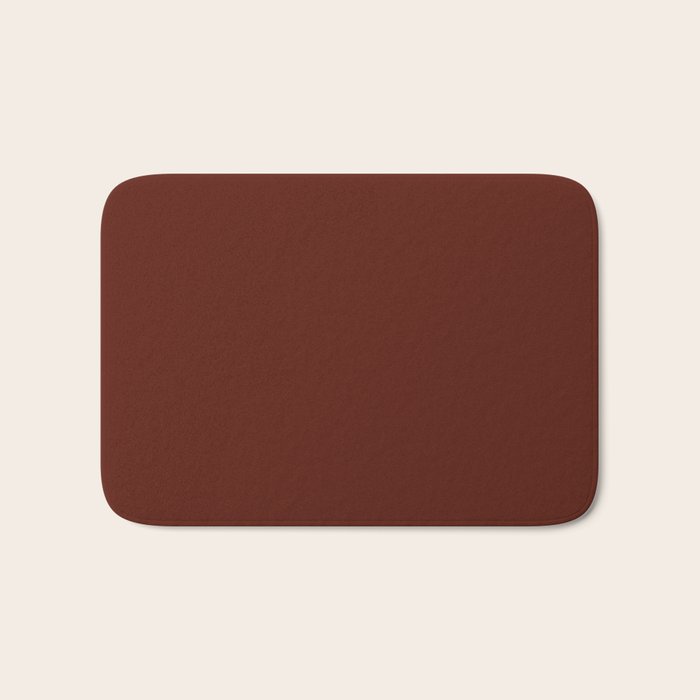 Deep Rich Russet Rust Red-Brown Solid Bath Mat Gallery Image 1