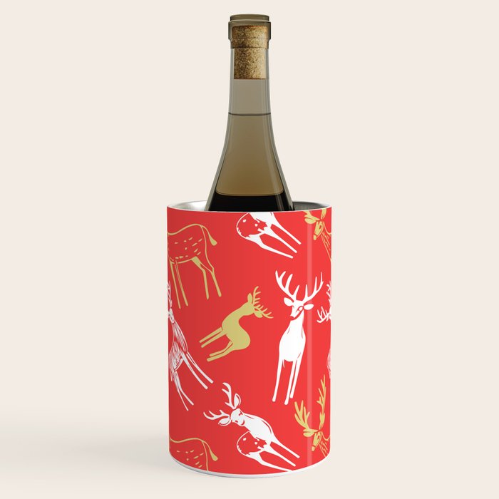 Red christmas reindeer animal pattern Wine Chiller Gallery Image 3