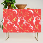 Red christmas reindeer animal pattern Credenza Gallery Image 1