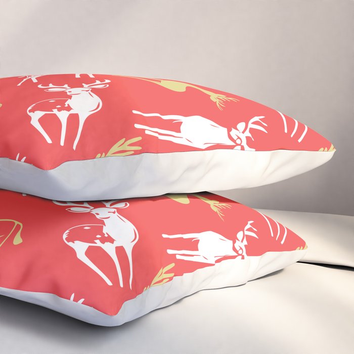 Red christmas reindeer animal pattern Pillow Sham Gallery Image 3