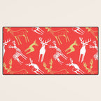 Red christmas reindeer animal pattern Desk Mat Gallery Image 3