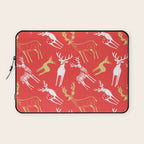 Red christmas reindeer animal pattern Laptop Sleeve Gallery Image 1