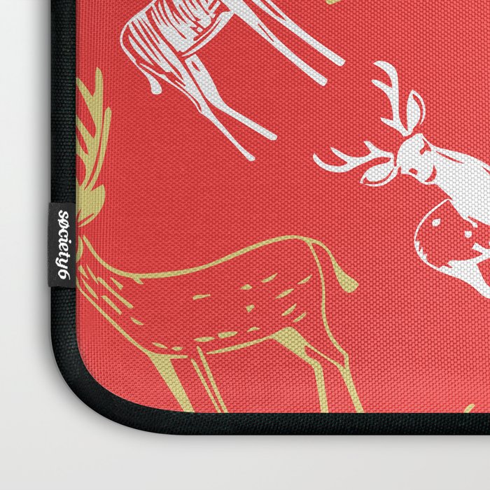 Red christmas reindeer animal pattern Laptop Sleeve Gallery Image 3
