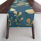 Floral Leaves, Teal and Gold Table Runner Gallery Image 1