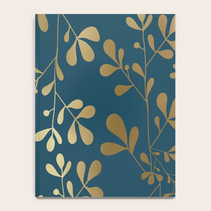 Floral Leaves, Teal and Gold Notebook Gallery Image 4