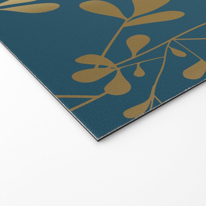 Floral Leaves, Teal and Gold Welcome Mat Gallery Image 2