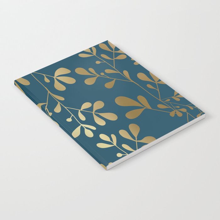 Floral Leaves, Teal and Gold Notebook Gallery Image 2
