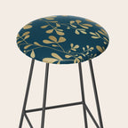 Floral Leaves, Teal and Gold Stool Gallery Image 2