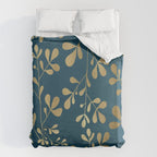Floral Leaves, Teal and Gold Duvet Cover Gallery Image 6