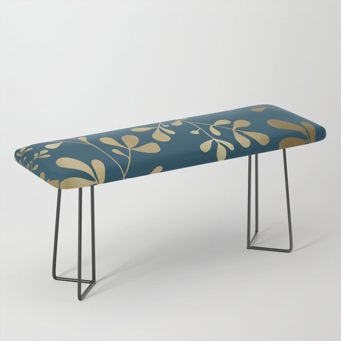 Floral Leaves, Teal and Gold Bench Gallery Image 1