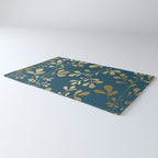 Floral Leaves, Teal and Gold Rug Gallery Image 3