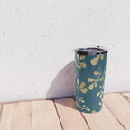 Floral Leaves, Teal and Gold Travel Mug Gallery Image 4