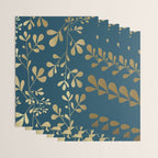 Floral Leaves, Teal and Gold Wrapping Paper Gallery Image 3
